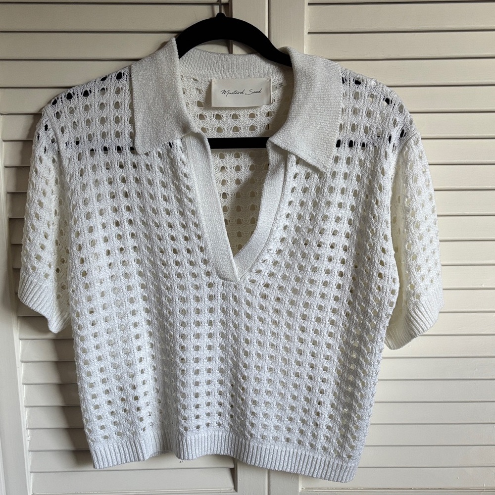 Mustard Seed Ivory V-Neck Sweater